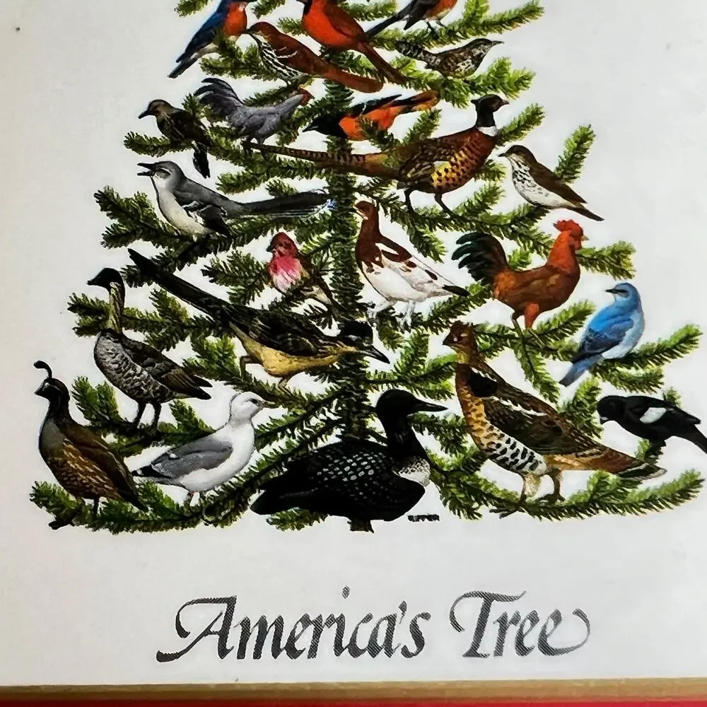 Pimpernel Americas Tree State Birds Coaster Set 6 Christmas 1978 Box Festive Vtg